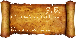 Földvári Balázs névjegykártya